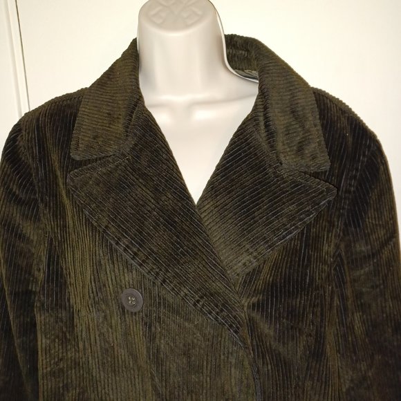 Express Double Breasted Corduroy Chocolate Brown Soft Power Jacket Blazer Coat L - Picture 4 of 8